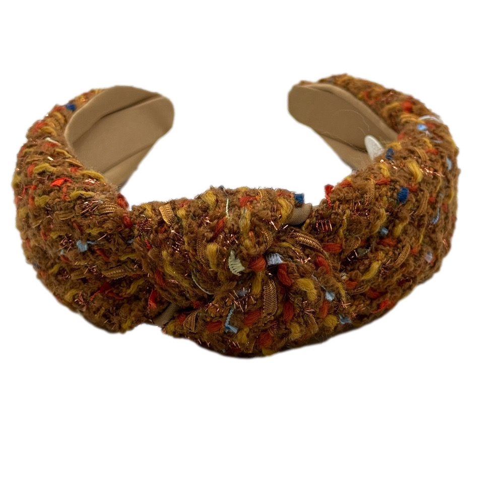 Fall Multi Color Tweed Knot Headband - Orange